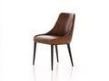 Silla de comedor tapizada en cuero sintético 52x58x84 cm - Marrón envejecido y madera oscura - Diseño moderno