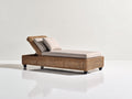 Tumbona de ratán 80 x 200 x 88 cm - marrón y beige - respaldo reclinable con ruedas para exterior
