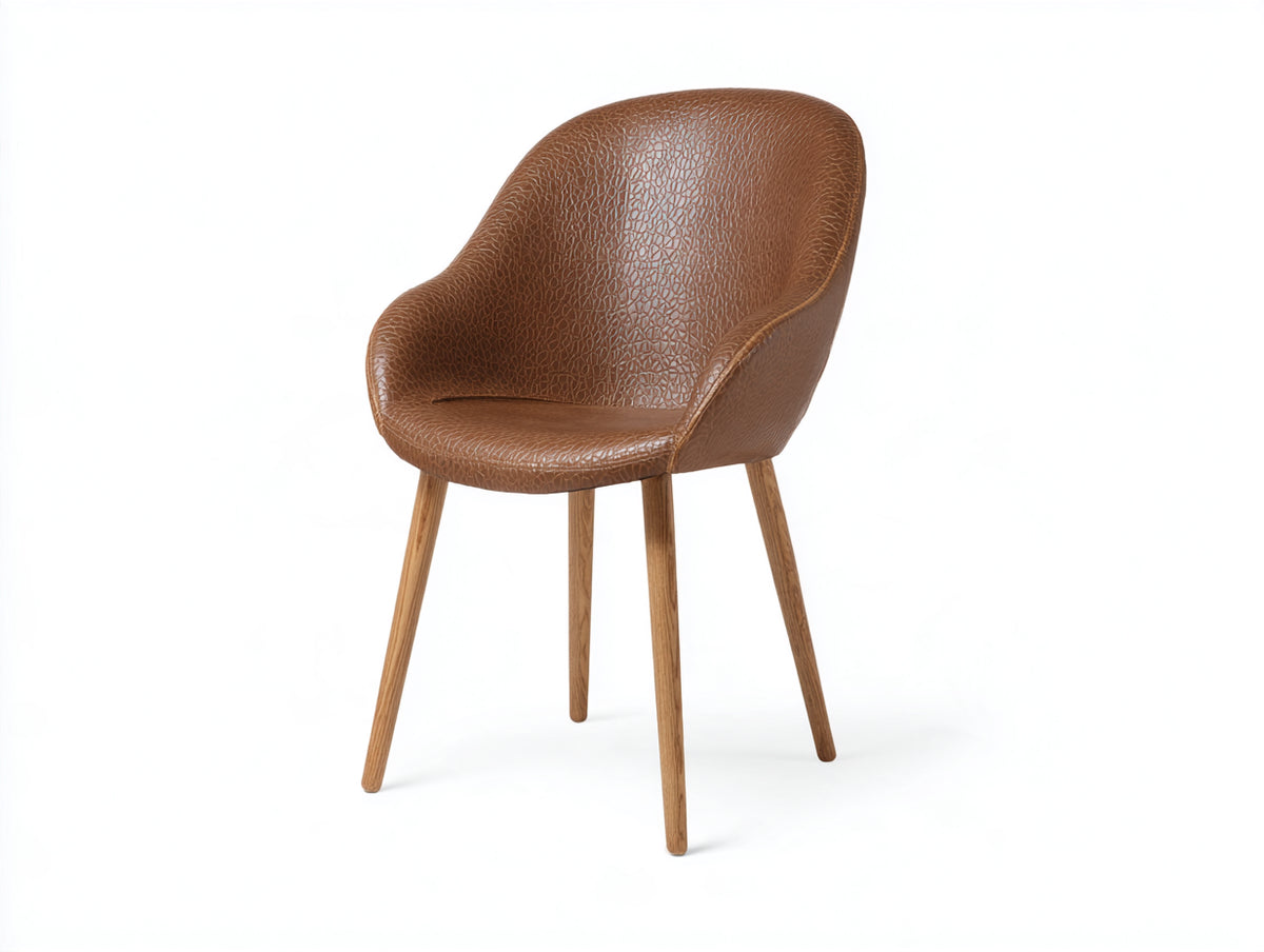 Silla de comedor 56x58x84 cm - marrón y madera - asiento tapizado con respaldo envolvente