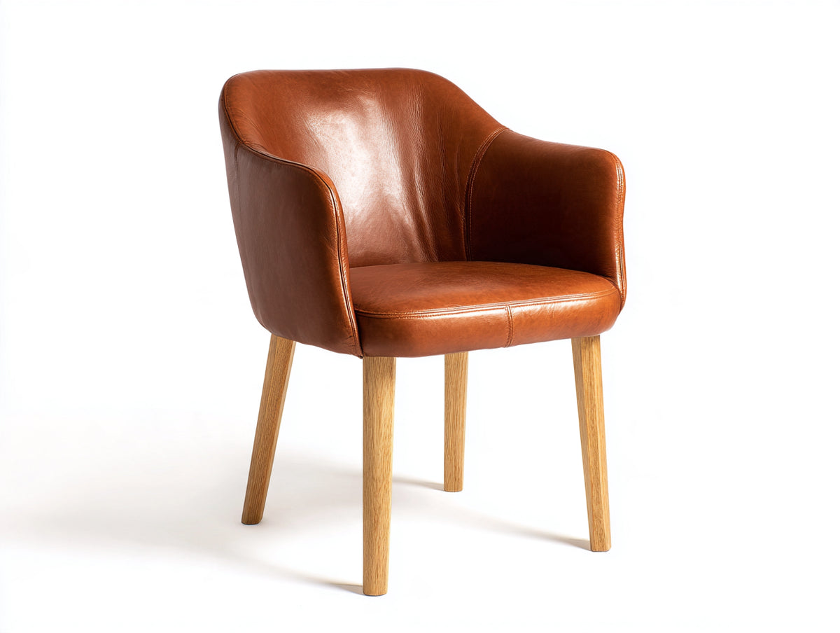 Silla de comedor tapizada 62 x 60 x 82 cm - marrón y marrón claro - respaldo envolvente con reposabrazos