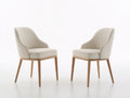 Sillas de comedor tapizadas en cuero sintético y madera 59x62x84 cm - Beige claro-Madera natural - Diseño moderno