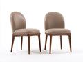 Sillas de comedor de cuero sintético y madera 54x57x84 cm - Topo-Nogal - Juego de 2 con respaldo curvo moderno