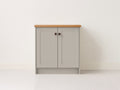 Aparador de 2 puertas 90 x 40 x 85 cm - gris claro y marrón claro - almacenamiento compacto