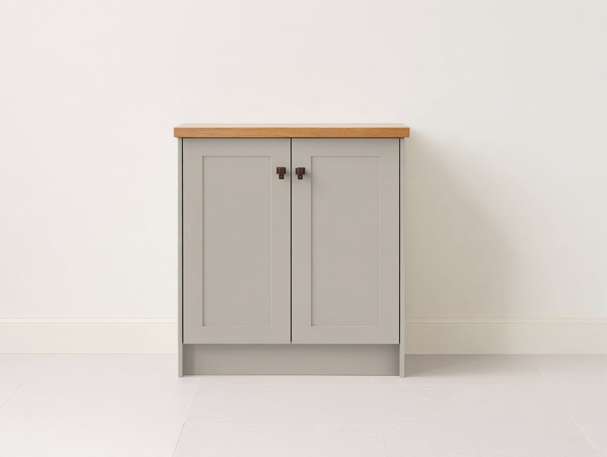 Aparador de 2 puertas 90 x 40 x 85 cm - gris claro y marrón claro - almacenamiento compacto