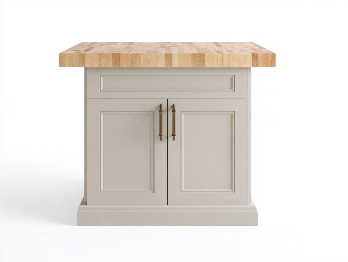 Aparador de 2 puertas 90x50x90 cm - beige y madera - con 1 cajón y encimera efecto madera