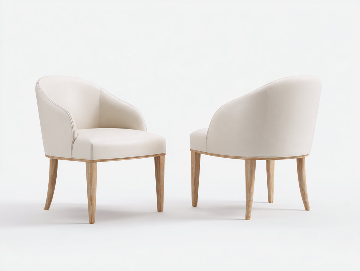 Sillas de comedor 58x60x82 cm - beige y madera - conjunto de 2 con tapizado y respaldo curvo