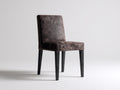Silla de comedor tapizada en cuero sintético y madera 48x55x86 cm - Marrón oscuro-Negro - Diseño moderno