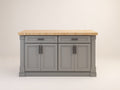 Aparador de madera 160x50x95 cm - Gris-Madera natural - 4 puertas y 2 cajones para comedor