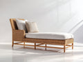 Tumbona de ratán y madera 190x75x82 cm - Marrón natural - Diseño alargado para descanso exterior