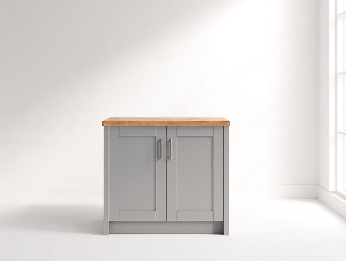 Aparador de madera 95x40x90 cm - Gris-Roble claro - 2 puertas y diseño moderno para salón