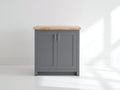 Aparador de madera 90x42x90 cm - Gris-Madera natural - 2 puertas para comedor