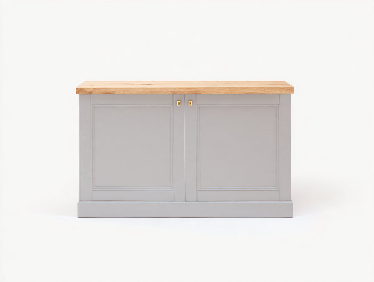 Aparador de 2 puertas madera de ingeniería 120x40x75 cm - Gris claro y madera natural - Diseño moderno