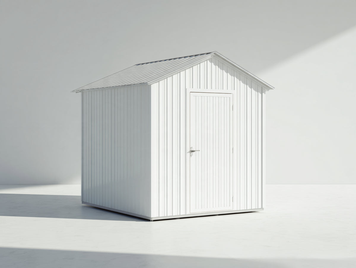 Caseta de jardín 220x180x220 cm - blanco - estructura metálica con 1 puerta y techo a dos aguas