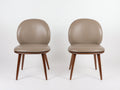 Sillas de comedor tapizadas en cuero sintético 50x55x82 cm - Topo y madera oscura - Diseño moderno