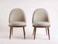 Sillas de comedor de cuero sintético y madera 53x56x82 cm - Beige-Nogal - Juego de 2 con respaldo curvo moderno