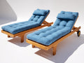 Tumbonas de jardín de madera 200x70x88 cm - Azul-Madera natural - Respaldo reclinable y diseño moderno