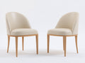 Sillas de comedor tapizadas en cuero sintético y madera 58x61x82 cm - Beige claro-Madera natural - Diseño moderno