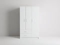 Armario de 3 puertas 120x50x180 cm - blanco - con 2 cajones y diseño moderno