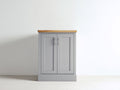 Aparador de 2 puertas 80x40x100 cm - gris y madera - diseño compacto con encimera efecto madera