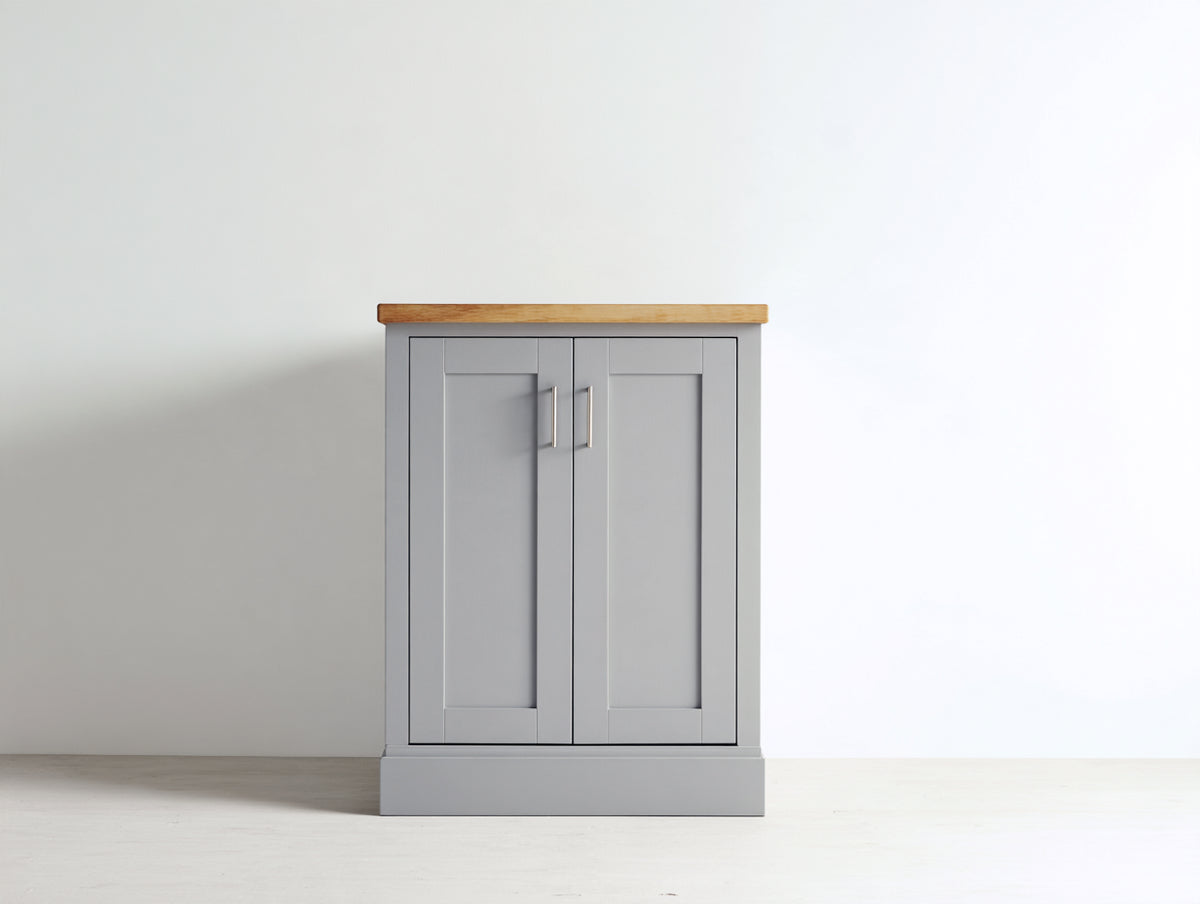 Aparador de 2 puertas 80x40x100 cm - gris y madera - diseño compacto con encimera efecto madera