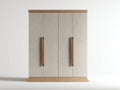 Armario de 4 puertas efecto madera 100x45x120 cm - Blanco y madera natural - Diseño moderno