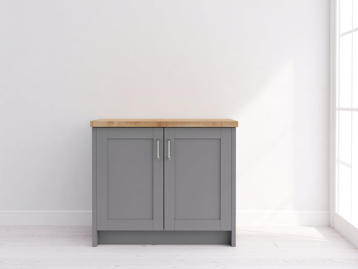 Aparador de 2 puertas madera de ingeniería 90x40x85 cm - Gris y madera natural - Diseño moderno