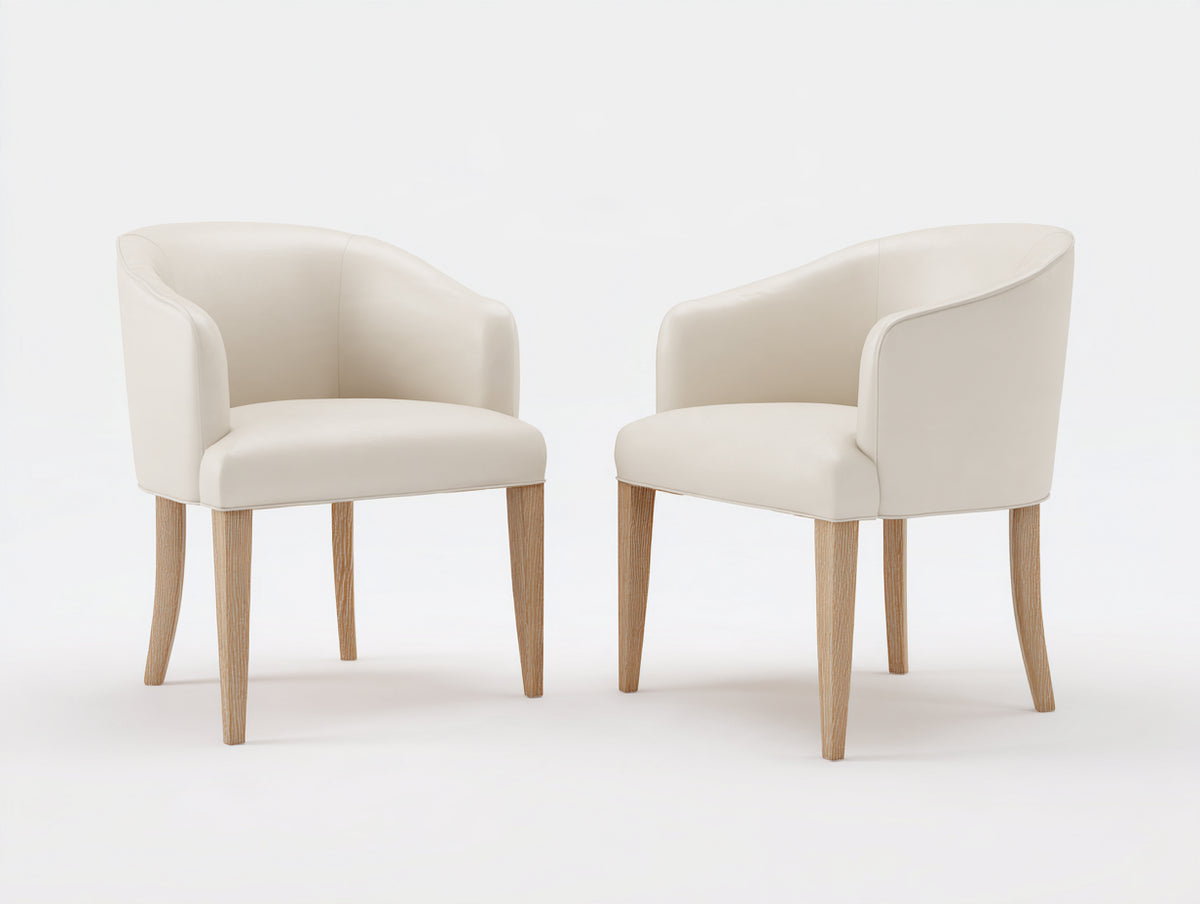 Sillas de comedor tapizadas en cuero sintético 58x60x82 cm - Crema y madera natural - Diseño moderno