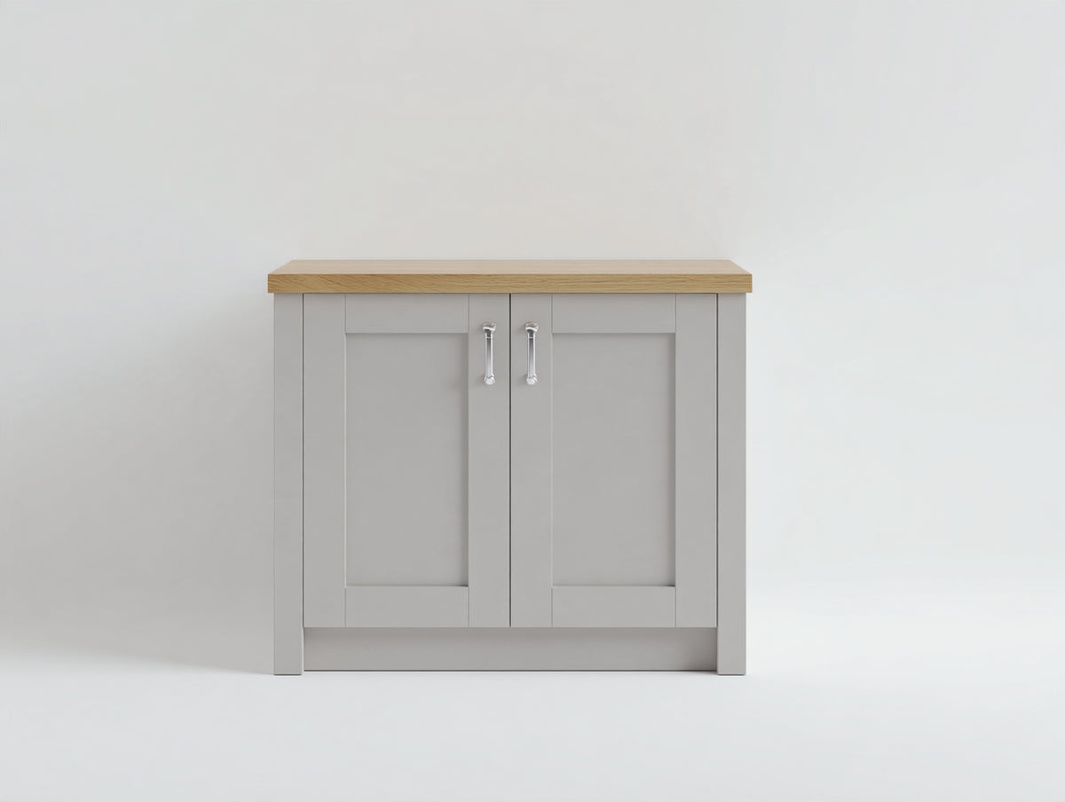 Aparador de 2 puertas 100 x 45 x 85 cm - gris claro y marrón claro - almacenamiento clásico