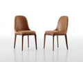 Sillas de comedor tapizadas en cuero sintético 50x58x86 cm - Marrón coñac y madera oscura - Diseño moderno